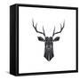 Black Polygon Deer-Lisa Kroll-Framed Stretched Canvas