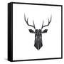 Black Polygon Deer-Lisa Kroll-Framed Stretched Canvas