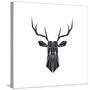 Black Polygon Deer-Lisa Kroll-Stretched Canvas