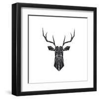 Black Polygon Deer-Lisa Kroll-Framed Art Print