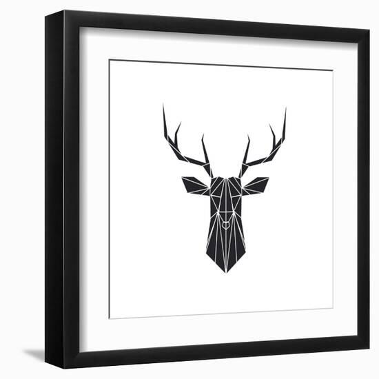 Black Polygon Deer-Lisa Kroll-Framed Art Print