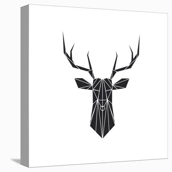 Black Polygon Deer-Lisa Kroll-Stretched Canvas