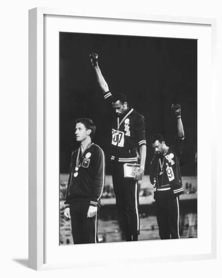 Black Power Salute, 1968 Mexico City Olympics-John Dominis-Framed Premium Photographic Print