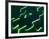 Black Puzzle with Green Light Shining Through the Cracks-null-Framed Photographic Print