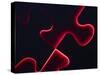 Black Puzzle with Red Light Shining Through the Cracks-null-Stretched Canvas