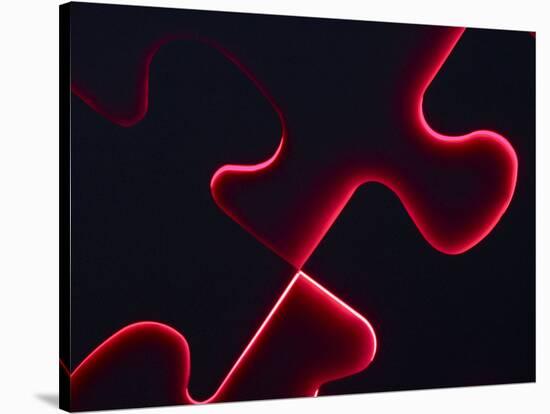 Black Puzzle with Red Light Shining Through the Cracks-null-Stretched Canvas
