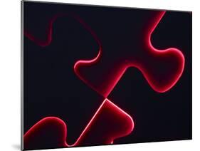 Black Puzzle with Red Light Shining Through the Cracks-null-Mounted Photographic Print