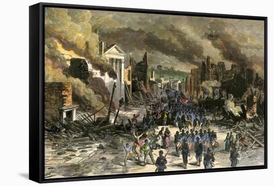 Black Regiment of the Union Army Entering Richmond, April 3, 1865, Near the End of the Civil War-null-Framed Stretched Canvas