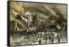 Black Regiment of the Union Army Entering Richmond, April 3, 1865, Near the End of the Civil War-null-Framed Stretched Canvas