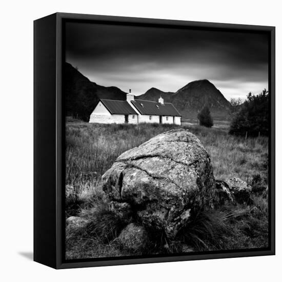 Black Rock Cottage and Buachaille Etive Mor, Rannoch Moor, Near Fort William, Highlands, Scotland-Lee Frost-Framed Stretched Canvas