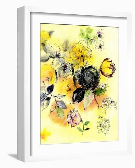 Black Rose Yellow Ground-Lauren Wan-Framed Giclee Print