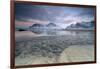 Black Sand and Full Moon as Surreal Scenery at Skagsanden Beach, Flakstad, Nordland County-Roberto Moiola-Framed Photographic Print