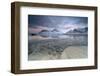 Black Sand and Full Moon as Surreal Scenery at Skagsanden Beach, Flakstad, Nordland County-Roberto Moiola-Framed Photographic Print