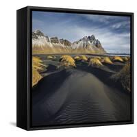 Black Sand, Kambhorn (Mountain), Stokksnes (Headland), Hornsvik (Lake), East Iceland, Iceland-Rainer Mirau-Framed Stretched Canvas