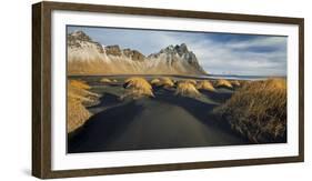 Black Sand, Kambhorn (Mountain), Stokksnes (Headland), Hornsvik (Lake), East Iceland, Iceland-Rainer Mirau-Framed Photographic Print