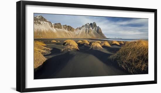 Black Sand, Kambhorn (Mountain), Stokksnes (Headland), Hornsvik (Lake), East Iceland, Iceland-Rainer Mirau-Framed Photographic Print