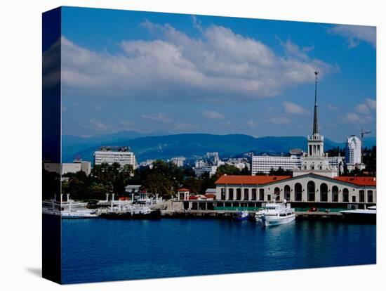 Black Sea Port Located at Base of the Caucasus Mountain, Port of Sochi, Sochi, Russia-Cindy Miller Hopkins-Stretched Canvas