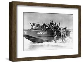 Black Seabees Training in Landed Tactics Aboard Small Craft, on Shores of Norfolk, Va-null-Framed Photographic Print
