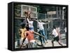 Black Shooting Hoops-unknown unknown-Framed Stretched Canvas