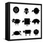 Black Silhouette of Sheeps-vip2807-Framed Stretched Canvas