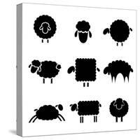 Black Silhouette of Sheeps-vip2807-Stretched Canvas