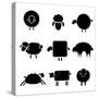 Black Silhouette of Sheeps-vip2807-Stretched Canvas