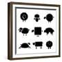 Black Silhouette of Sheeps-vip2807-Framed Premium Giclee Print