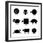 Black Silhouette of Sheeps-vip2807-Framed Premium Giclee Print