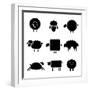 Black Silhouette of Sheeps-vip2807-Framed Premium Giclee Print