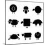 Black Silhouette of Sheeps-vip2807-Mounted Premium Giclee Print