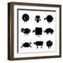 Black Silhouette of Sheeps-vip2807-Framed Art Print