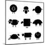 Black Silhouette of Sheeps-vip2807-Mounted Art Print