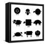 Black Silhouette of Sheeps-vip2807-Framed Stretched Canvas