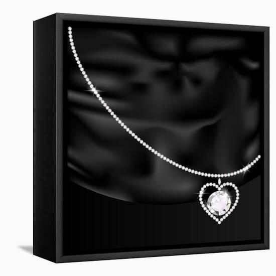Black Silk And Jewel Heart-Dankalilly-Framed Stretched Canvas