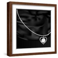 Black Silk And Jewel Heart-Dankalilly-Framed Art Print