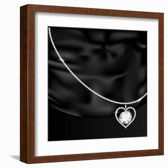 Black Silk And Jewel Heart-Dankalilly-Framed Art Print