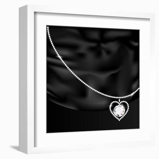 Black Silk And Jewel Heart-Dankalilly-Framed Art Print