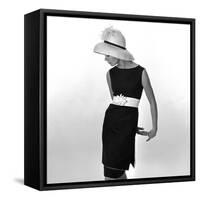 Black Sleeveless Dress with White Belt, 1960s-John French-Framed Stretched Canvas