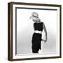 Black Sleeveless Dress with White Belt, 1960s-John French-Framed Premium Giclee Print