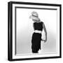 Black Sleeveless Dress with White Belt, 1960s-John French-Framed Premium Giclee Print