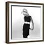 Black Sleeveless Dress with White Belt, 1960s-John French-Framed Giclee Print