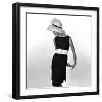 Black Sleeveless Dress with White Belt, 1960s-John French-Framed Giclee Print