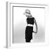 Black Sleeveless Dress with White Belt, 1960s-John French-Framed Giclee Print