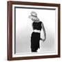 Black Sleeveless Dress with White Belt, 1960s-John French-Framed Giclee Print