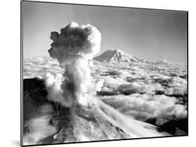 Black Smoke and Ash Drift Skyward as Mount St. Helens Erupts-null-Mounted Photographic Print