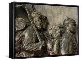 Black Soldiers of the 54th Massachusetts Regiment, Memorial in Boston, Massachusetts-null-Framed Stretched Canvas