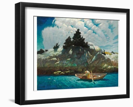 Black Spruce Ledge (Lobstering off Black Spruce Ledge), 1939 (Tempera on Panel)-Newell Convers Wyeth-Framed Giclee Print