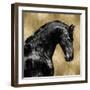 Black Stallion on Gold-Martin Rose-Framed Art Print