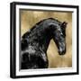 Black Stallion on Gold-Martin Rose-Framed Art Print