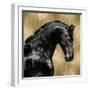 Black Stallion on Gold-Martin Rose-Framed Art Print